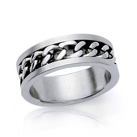 BAGUE ANNEAU ALLIANCE FEMME HOMME COUPLE CHAINE INCRUSTEE ENCHAINEE ACIER NEUVE