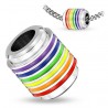 PENDENTIF HOMME FEMME ACIER CYLINDRE COULEUR GAY PRIDE ET 1 CHAINE