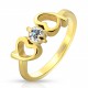 TWO HEARTS GOLD-PLATED WHITE STONE ENGAGEMENT RING FOR WOMEN