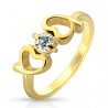 TWO HEARTS GOLD-PLATED WHITE STONE ENGAGEMENT RING FOR WOMEN