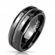 Bague anneau pour homme tungstène massif laqué noire câble acier